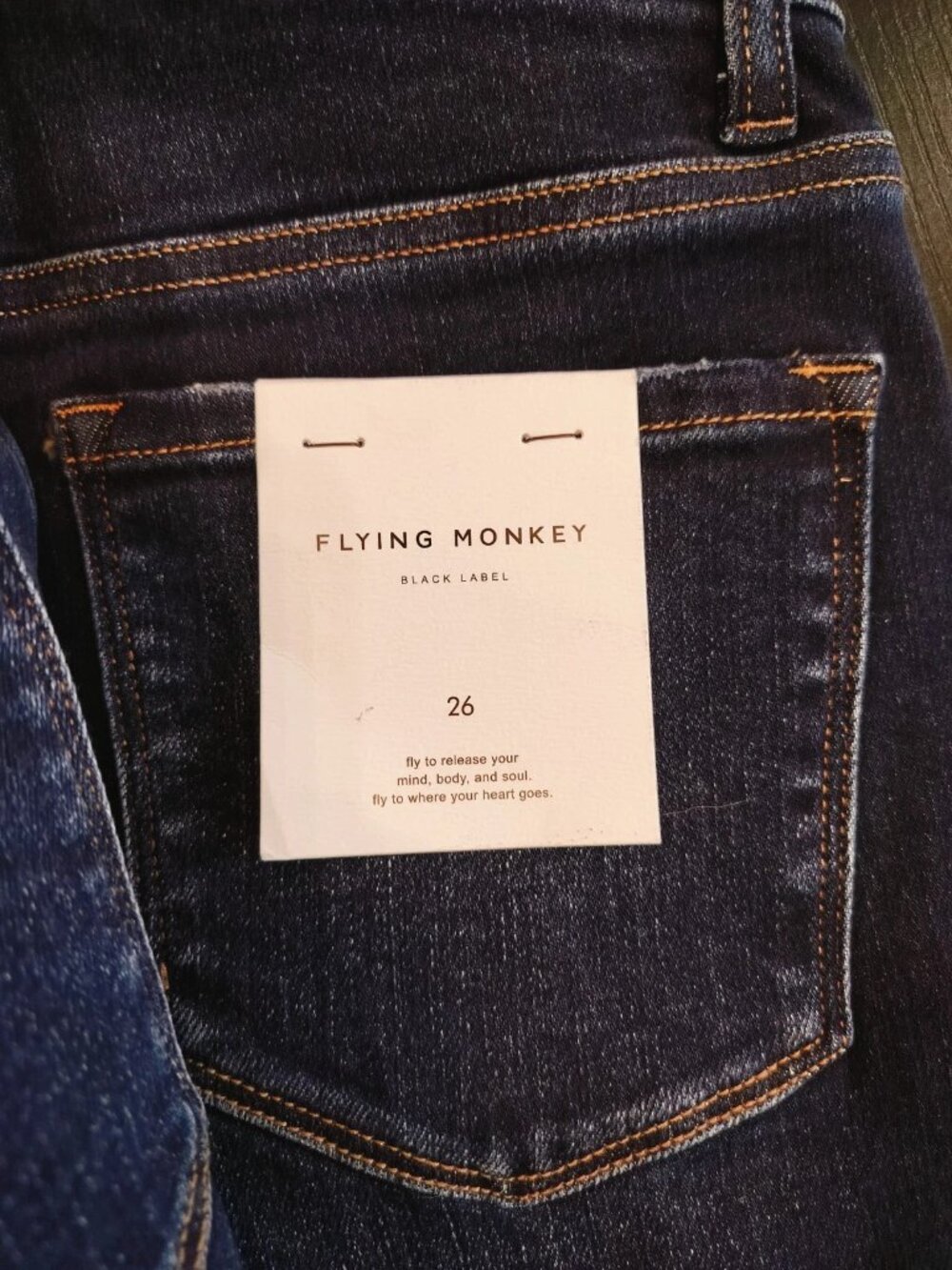 Flying Monkey Black Label Jeans Women's Size 26 Dark Wash Straight Stretch NWT - Picture 8 of 11